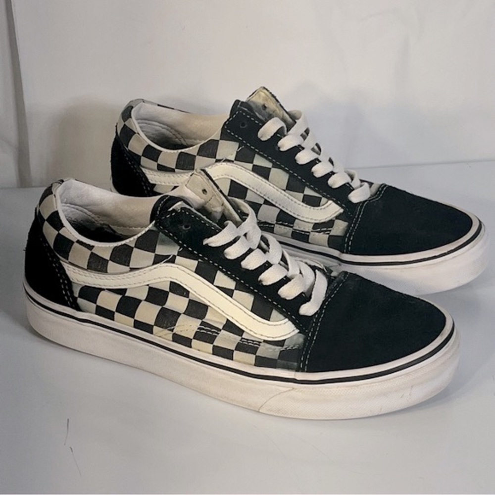Vans Old Skool Checkers Black & White Unisex Low Top Sneakers Women’s size 6.5